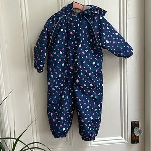 Jan and Jul fleece-lined rain suit. Size 1T.